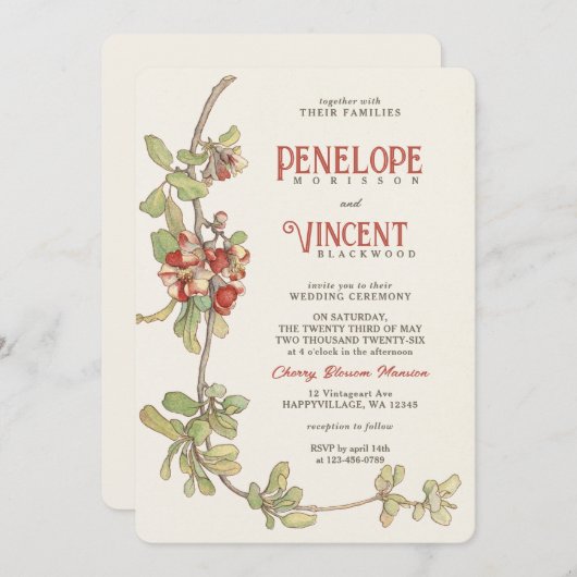  kersenbloesem Lijst bruiloft uitnodiging (Voorkant / Achterkant)