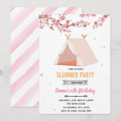 Kersenbloesem logeerfeest verjaardagsuitnodiging kaart (Voorkant / Achterkant)