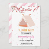 Kersenbloesem logeerpartij verjaardagsuitnodiging kaart (Voorkant / Achterkant)