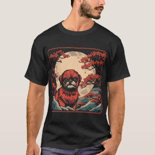 Kersenbloesem Maan Huisdier Hondenras Brussels Gri T-shirt