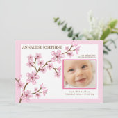 Kersenbloesem Meisje Geboorteaankondiging : baby r Aankondiging (Staand voorkant)