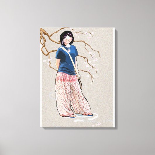 kersenbloesem meisje lichte versie canvas afdruk (Voorkant)