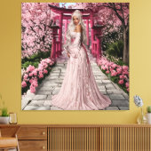 Kersenbloesem Meisje Muurkunst Canvas Afdruk (Insitu (Woonkamer))