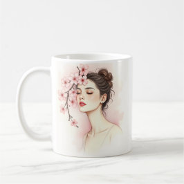 Kersenbloesem Meisje – Waterverf Bloemen Koffiemok