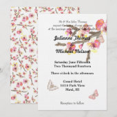 Kersenbloesem met vlinders bruiloft kaart (Voorkant / Achterkant)