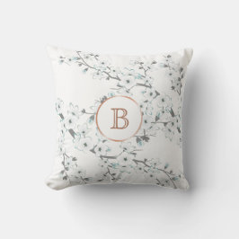 Kersenbloesem Mint Witte Roze Gouden Monogram Kussen