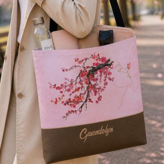 Kersenbloesem Moeder Gepersonaliseerde Boodschappe Tote Bag