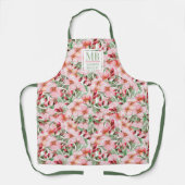 Kersenbloesem Monogram Naam Keukencadeau Schort (Voorkant)