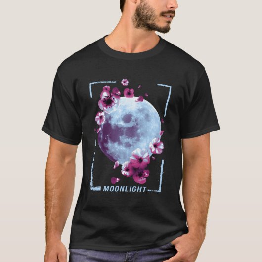 Kersenbloesem Moonlight Japans schilderij T-shirt (Voorkant)