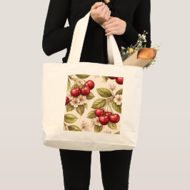 Kersenbloesem Motief Rode Kersen  Grote Tote Bag