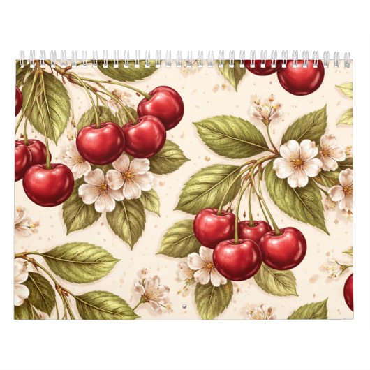 Kersenbloesem Motief Rode Kersen Kalender (Hoes)
