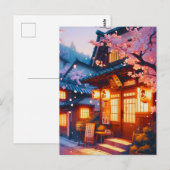 Kersenbloesem Nacht in Oud Japan Briefkaart (Voorkant / Achterkant)