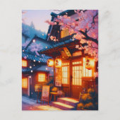 Kersenbloesem Nacht in Oud Japan Briefkaart (Voorkant)