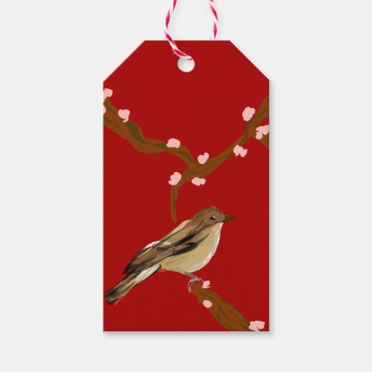 Kersenbloesem Nachtegaal Wijnlabel Cadeaulabel (Voorkant)