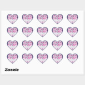 Kersenbloesem Navy & Fuchsia Liefdesvogels Hart Sticker (Vel)