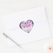 Kersenbloesem Navy & Fuchsia Liefdesvogels Hart Sticker (Envelop)