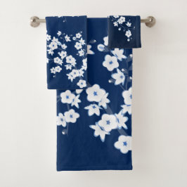 Kersenbloesem Navyblauw Bad Handdoek