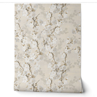 Kersenbloesem neutraal - beige behang