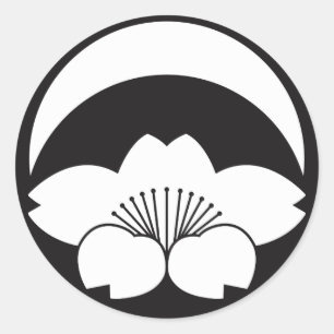 Kersenbloesem onder halvemaan ronde sticker