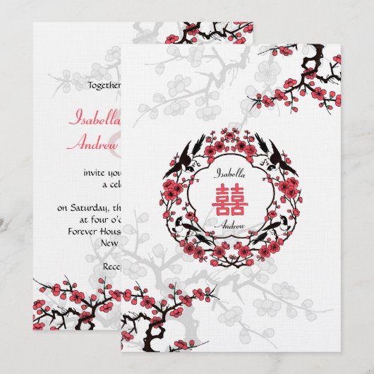 Kersenbloesem Oosterse bruiloft Kaart (Voorkant / Achterkant)