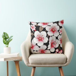 Kersenbloesem op zwart kussen