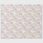 Kersenbloesem Pastel Roze Bloemen Groene bladeren Cadeaupapier (Vlak)