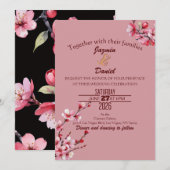 Kersenbloesem Pastel Roze Uitnodiging (Voorkant / Achterkant)