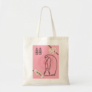 kersenbloesem pinguïns tote bag