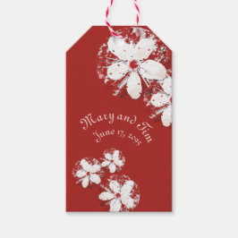 kersenbloesem poëzie rood wit elegant sakura cadeaulabel