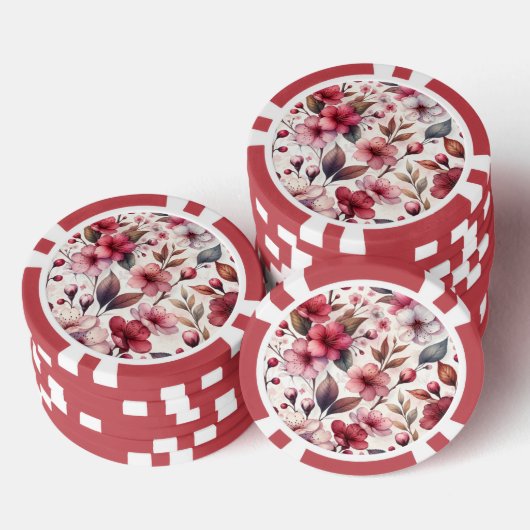 Kersenbloesem Poker Chips (Opstapeling)