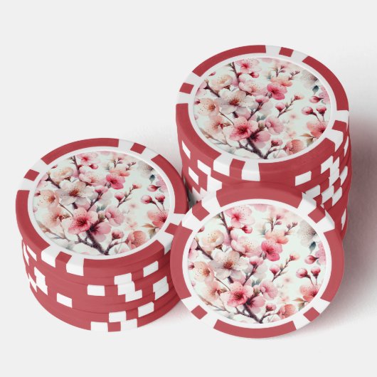 Kersenbloesem Poker Chips (Opstapeling)