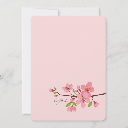 Kersenbloesem religieuze uitnodiging (Achterkant)