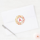KERSENBLOESEM RONDE STICKER MET AANGEPASTE INITIaa (Envelop)