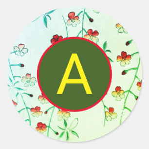 KERSENBLOESEM RONDE STICKER MET AANGEPASTE INITIaa