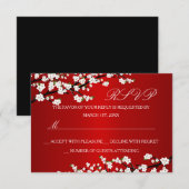 Kersenbloesem Rood RSVP Kaartje (Voorkant / Achterkant)