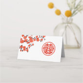 Kersenbloesem Rood Wit | Chinese bruiloft Plaatskaartje (Achterkant)
