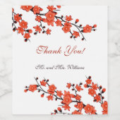 Kersenbloesem Rood Witte Bruiloft Wijn Etiket (Enkel label)