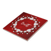 Kersenbloesem Rood Zwart Wit Tegeltje (Zijkant)