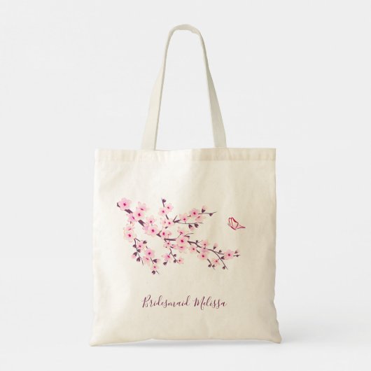 Kersenbloesem Roze Aangepast Tote Bag (Achterkant)