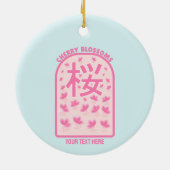 Kersenbloesem roze bloemen Japan Keramisch Ornament (Achterkant)