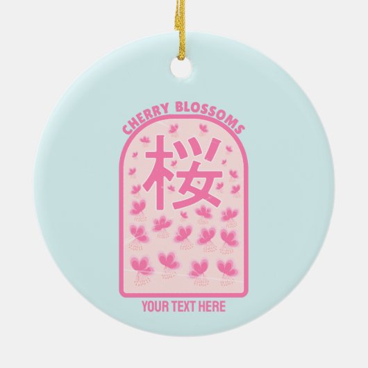 Kersenbloesem roze bloemen Japan Keramisch Ornament (Achterkant)