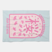 Kersenbloesem roze bloemen Japan Theedoek (Horizontaal)