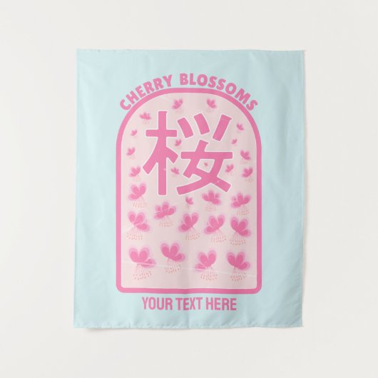 Kersenbloesem roze bloemen Japan Wandkleed (Voorkant)