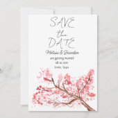 Kersenbloesem roze bloemenrustieke bruiloft kaart (Voorkant)