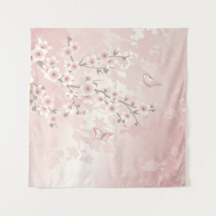 Kersenbloesem Roze Bloemige Vintage Wandkleed