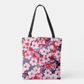 Kersenbloesem roze bloemmotief tote bag (Achterkant)