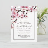 Kersenbloesem roze bruids douche uitnodigingen (Staand voorkant)
