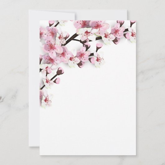 Kersenbloesem roze bruids douche uitnodigingen (Achterkant)