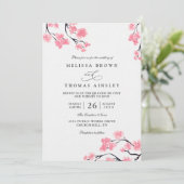 Kersenbloesem Roze Elegant Chic QR Code Bruiloft Kaart (Staand voorkant)