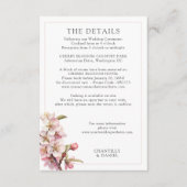Kersenbloesem roze en witte bruiloft details informatiekaartje (Voorkant)